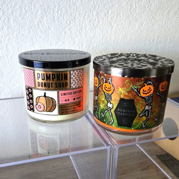 Pumpkin Donut 🍩 shop + Pumpkin 🎃 Carving Bath and Body Works ~ 2 Candles - Picture 11 of 11